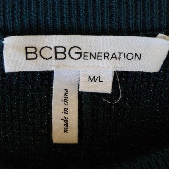 BCBGeneration Sweater Metallic Teal Oversized Slouchy High Low Size M/L - Picture 3 of 14